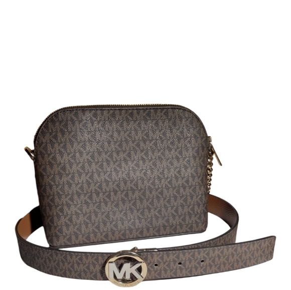 Michael Kors MD Brown Crossbody w/ Two Toned Leather Belt & JetSet Wallet - Picture 4 of 16
